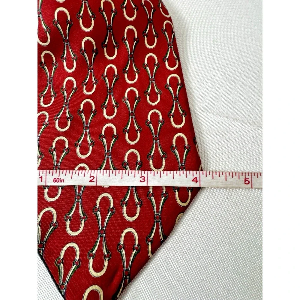 Vintage Gucci Mens Silk Horsebit Tie Classic Equestrian Italy Luxury Old Money